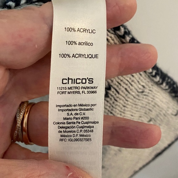 Chico's Navy and Cream Open Cardigan - Picture 3 of 12